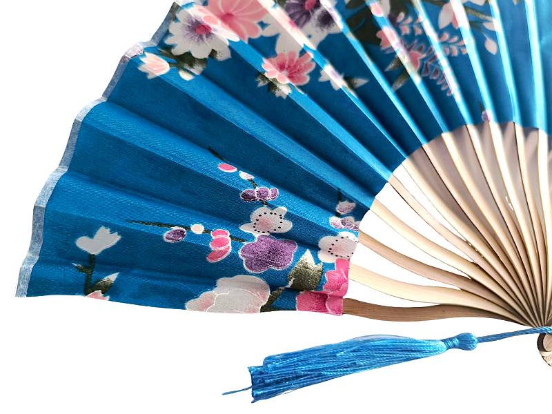 Skládací vějíř Wave Flowers tyrkysový